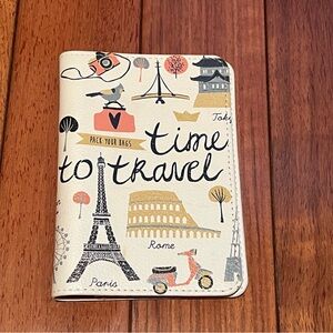 Time to Travel Passport Holder - Cream with Black & Gold Accents